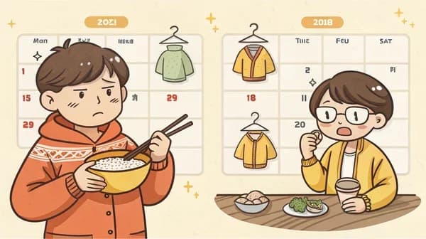 Same outfit forever vs same food forever question illustration