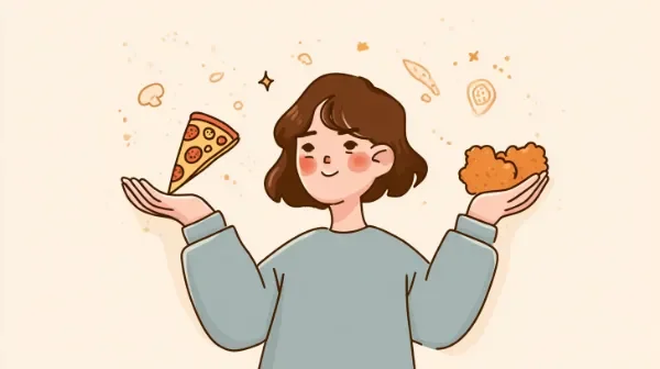 Pizza vs fried chicken question illustration