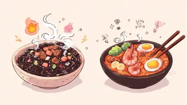 Jjajangmyeon vs jjamppong question illustration