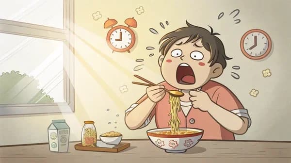 Instant noodles for breakfast vs cereal for dinner question illustration
