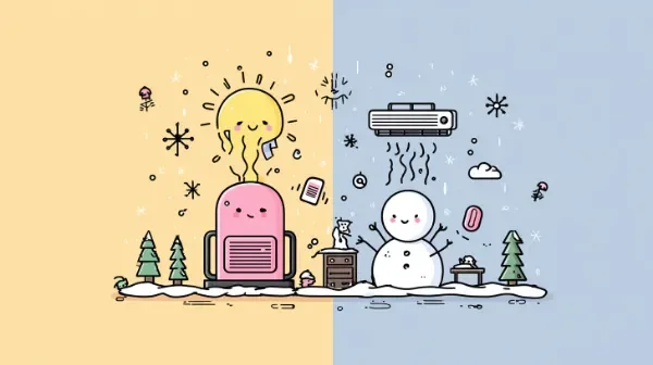 Calefacción en verano vs aire acondicionado en invierno, ilustración de la pregunta