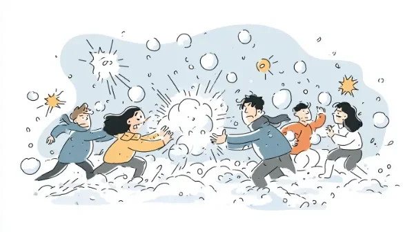 Snowball fight vs building a snowman question illustration